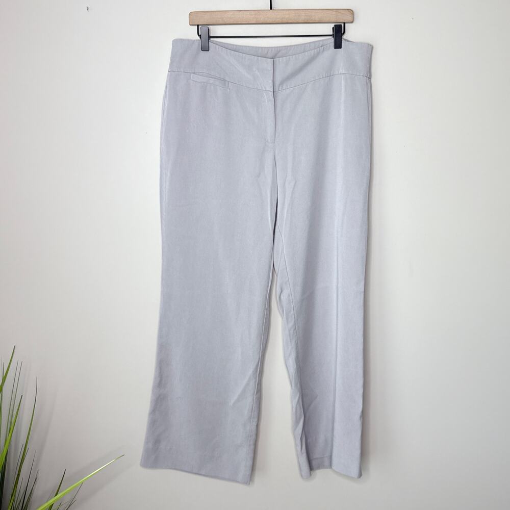 Eileen Fisher Light Gray Tencel Flat Front Wide Leg Pants Size 14 Office Minimal